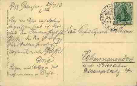 Stämpel 24 juli 1913 Sassnitz-Trelleborg