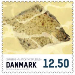 Frimärken Danmark Matfisk Skrubbskädda