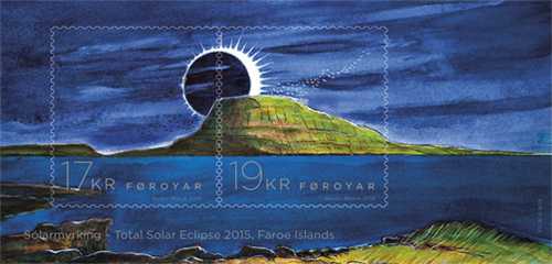 Färöarna frimärke 20150311 Solförmörkelse