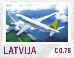 Lettland frimärken 20140228 Air Baltic, Bombardier CSeries 300