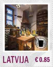 Lettland frimärken 20140228 Apoteksmuseet i Riga