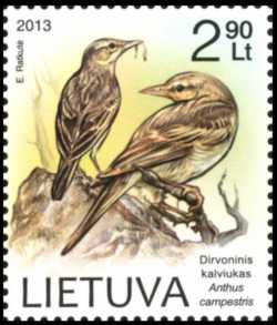 Litauen frimärken 20130907 Fältpiplärka (Anthus campestris)