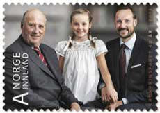 Norge frimärken 20130610 Kung Harald och tronföljarna