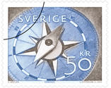Frimärke Sverige Mäta tid & rum - Kompass